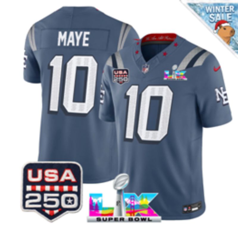 Men 2026 New England Patriots #10 Maye Blue Super Bowl Nike Limited NFL Jersey style 05->new england patriots->NFL Jersey